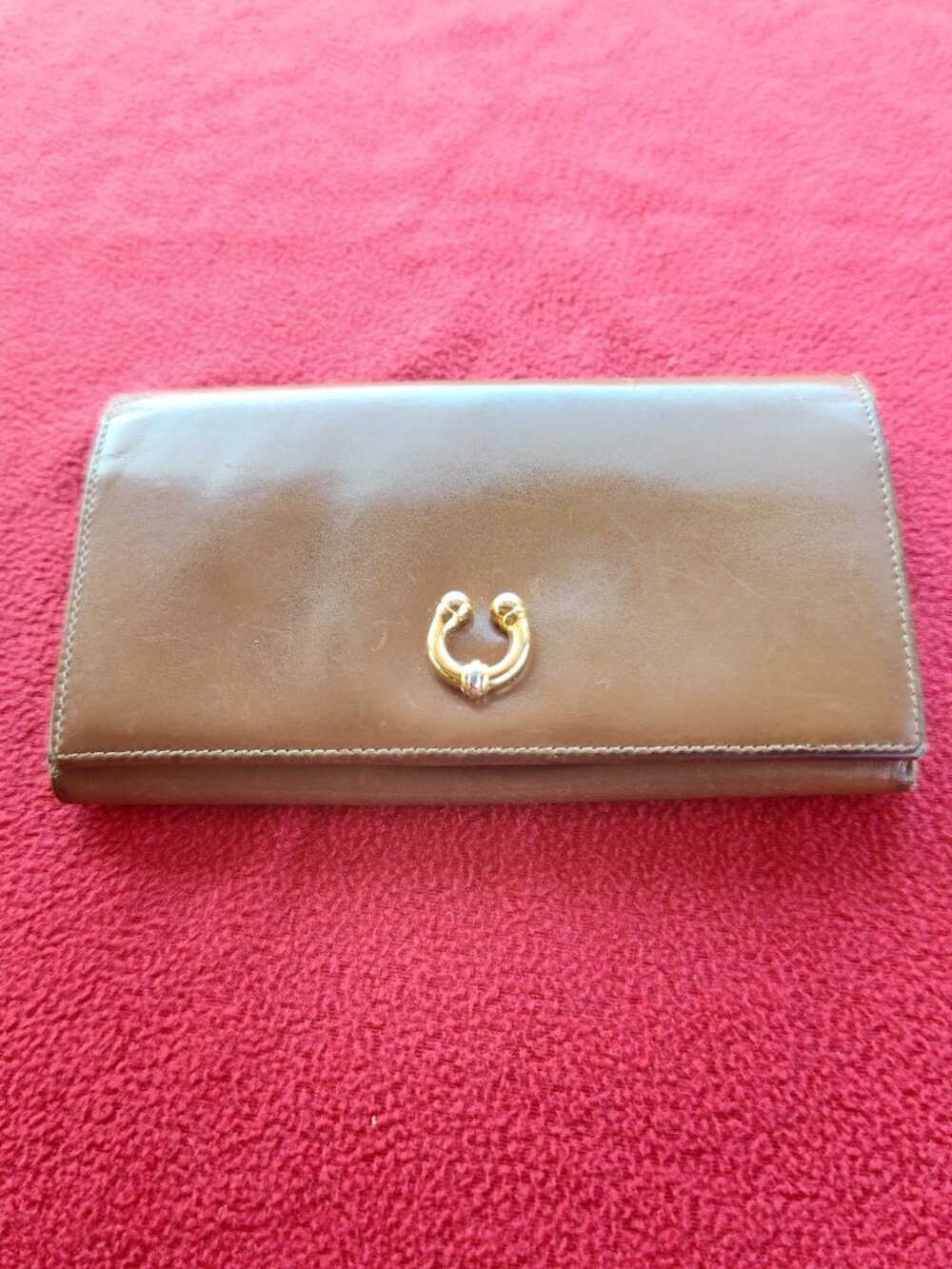 Vintage Gucci Horsebit Long Continental Wallet — Taupe/Olive Leather